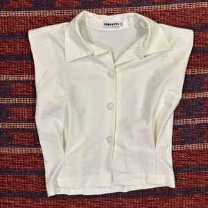 Cream Sleeveless Button Tank